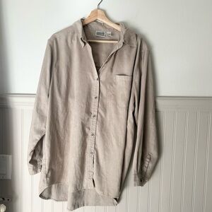 Vintage Chico’s Design Button Up Shirt Size 3 XL Beige Faux Suede